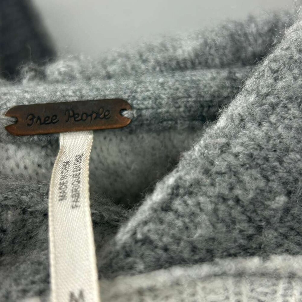 Free People Women's Medium Wool Blend Significant Other Hooded Sweater Gray/Tan - Picture 3 of 16